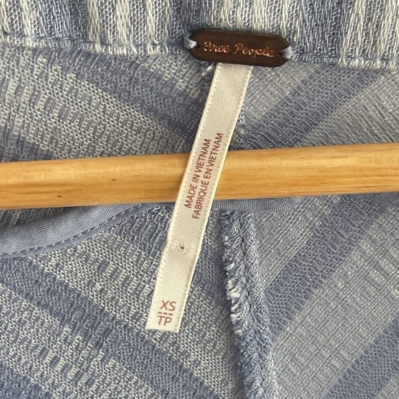 Free People Morning Solid Blue and White Striped Long Sleeve Top $68 Blue White - Picture 5 of 9